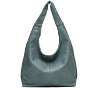 Mabel London Large Faux Leather Slouch Shoulder Bag for Women - Soft Everyday Hobo Tote with Whipstitch Detail - Heather (Denim Blue)