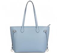 Mabel London Large Faux Leather Tote Shoulder Bag for Women - Structured Top Zip Handbag with Multiple Pockets - Jenna (Baby Blue)