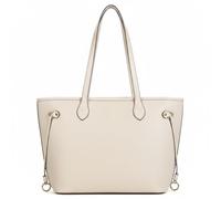 Mabel London Large Faux Leather Tote Shoulder Bag for Women - Structured Top Zip Handbag with Multiple Pockets - Jenna (Off White)