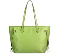 Mabel London Large Faux Leather Tote Shoulder Bag for Women - Structured Top Zip Handbag with Multiple Pockets - Jenna (Lime Green)