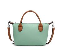 Mabel London Mini Crossbody Tote Bag - Top Handle Handbag with Adjustable Strap, Lightweight Nylon or Pebbled PU Leather - Soho (PU - Mint Green)