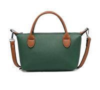 Mabel London Mini Crossbody Tote Bag - Top Handle Handbag with Adjustable Strap, Lightweight Nylon or Pebbled PU Leather - Soho (PU - Deep Green)