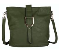 Mabel London Women’s Vegan Leather Crossbody Shoulder Bag - Medium Everyday Tote with Horseshoe Buckle & Zip Pocket - Frankie (Olive Green)
