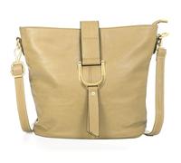 Mabel London Women’s Vegan Leather Crossbody Shoulder Bag - Medium Everyday Tote with Horseshoe Buckle & Zip Pocket - Fran (Khaki)