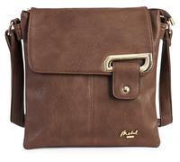 Mabel London Women's Crossbody Messenger Bag - Medium Shoulder Handbag with Adjustable Strap and Gold or Silver Trim - Faith (Medium Tan - Gold Trim)