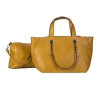 Mabel London Womens Dual Look Multiple Shoulder Strap Bag with Chain Strap and a Make up Bag - Lillian (Mustard)