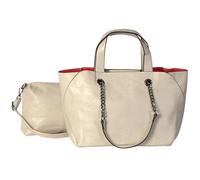 Mabel London Womens Dual Look Multiple Shoulder Strap Bag with Chain Strap and a Make up Bag - Lillian (Cream)
