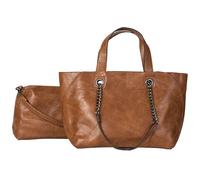 Mabel London Womens Dual Look Multiple Shoulder Strap Bag with Chain Strap and a Make up Bag - Lillian (Tan)
