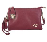 Mabel London Women's Faux Leather Clutch Bag - Wristlet Evening Purse with Strap - Crossbody Shoulder Handbag for Weddings & Parties - Renee [Deep Red]