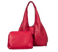Mabel London Womens Large 2-in-1 Laser Cut Slouch Shoulder Bag - Tote Hobo Handbag with Make up Pouch Bag (Cut Out - Red)