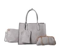 Mabel London Women's Large Tote Satchel with Clutch Leather Handbag - Ideal as Shopper or Everyday Use - Ava (Grey)
