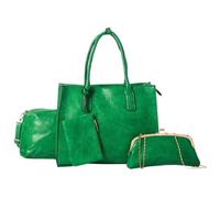 Mabel London Women's Large Tote Satchel with Clutch Leather Handbag - Ideal as Shopper or Everyday Use - Ava (Green)