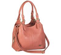 Mabel London Womens Multiple Pockets Handbag - Medium Size Multi Compartments Bag with a Long Shoulder Strap - AMELIA (Salmon)