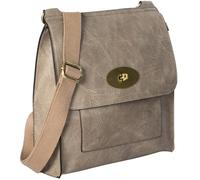 Mabel London Women's PU Leather Crossbody Bag - Medium/Large Twist Lock Messenger Shoulder Bag, Adjustable Strap, Lightweight Everyday Purse for Travel, Work & Casual Outings - Nadia (Light Grey)