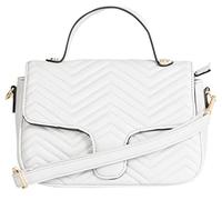 Mabel London Women's Quilted Heart Satchel Evening Bag - Faux Leather Top Handle & Adjustable Strap - Kiki [White]