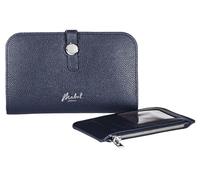 Mabel Vegan Leather Wallet for Women RFID Blocking Ladies Coin Zipper Boxed Purse with Multiple Card Slots - Ada (Navy)