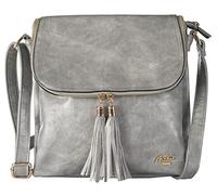 Mabel Women’s Crossbody Bag - Faux Leather Shoulder Bag with Flap, Adjustable Strap & Multiple Compartments - Elegant & Lightweight Messenger Handbag - Polly (Design 5 - Metallic Grey)
