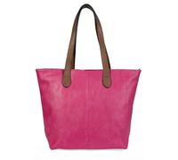Mabel Womens Lightweight Plain Handbag - Soft 100% Vegan PU Leather Tote Shoulder Bag - Brook (Hot Pink)
