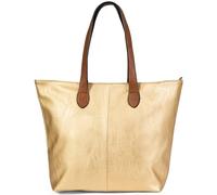 Mabel Womens Lightweight Plain Handbag - Soft 100% Vegan PU Leather Tote Shoulder Bag - Brook (Metallic Gold)