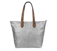 Mabel Womens Lightweight Plain Handbag - Soft 100% Vegan PU Leather Tote Shoulder Bag - Brook (Metallic Silver)