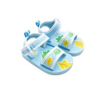 Mabini® Baby Boy Sandals, Bright Smiley Blob Face Summer Eva Sandals with Hook & Loop Fastener,Lightweight Adjustable Baby Walking Shoes, Anti-Slip First Walking Shoes(21-24Months,Blue)