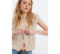 Mable Cable Knit Sweater Vest Jacket at Free People in Bleached Sand, Size: XS - female