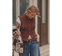 Mable Cable Knit Sweater Vest Jacket at Free People in Chocolate, Size: Small - female