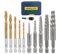 MABLEVI 11 Pieces Screw Extractor Set, Metric Easy Out Bolt Extractor Set, Reverse Drill Bit Extractor Set for Removing Broken Screws, Bolts, and Studs