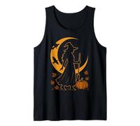 Mabon Harvest Moon Witch Autumn Design with Pumpkin and Crescent Moon Tank Top