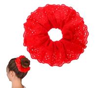 Mabor 1 Pack Red Lace Scrunchies for Women Elegant Hair Ties Soft Hair Bands with Lace Detailing Hair Scrunchies Ponytail Holder Accessories with Extra Volume Stylish Updos (Red)