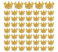 Mabor 100Pcs Crown Charms, Mini Crowns for Crafts, 3D Gold King Crown Beads Large Hole Spacer Beads for DIY Jewelry Necklace Bracelet Making Supplies