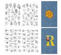 Mabor 102Pcs Water Soluble Embroidery Paper Stick Patterns Transfer Dissolvable Embroidered Paper Flower Letters Wash Away Embroidery Stabilizer for Beginners Sewing Lovers