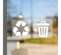 Mabor 10Pcs Trash and Recycle Stickers, Clear Vinyl Transparent Weatherproof Self Adhesive Waste Sign for Trash Bins Can 3 Inches