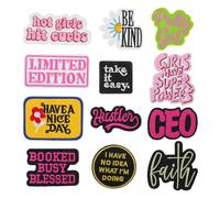 Mabor 12 Pcs Iron On Patches for Clothes, Embroidered Girl Patches for Hats, Jackets, Backpacks, DIY Decoration