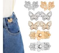 Mabor 12 Sets Pants Waist Tightener, Butterfly Flower Waist Adjuster for Loose Pants Jeans to Make Smaller Buttons Pins Clips No Sewing Accessories
