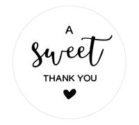 Mabor 120Pcs A Sweet Thank You Sticker Labels, Clear Black Thank You Stickers, Wedding Party Shower Favor Stickers Round Sweet Treat Sticker for Dessert Candy Bags