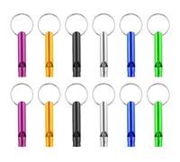 Mabor 12Pcs Aluminium Emergency Survival Whistle Metal Keychain for Camping Hiking, Loud Safety Whistle with Key-Ring for Outdoor Activities