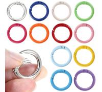 Mabor 12Pcs Metal Spring O Rings Round Carabiner Keyring, Snap O Clip Trigger Spring Keyrings Buckle DIY Accessories Circle Spring Ring for Keychains Bag Purse Handbag