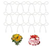 Mabor 12Pcs Pearl Bow Cake Topper, Elegant White Pearl Bows Decorations for Weddings Birthdays Bridal Showers, Bowknot Toppers for Cakes Bouquets Party Decoration Supplies
