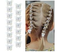 Mabor 15Pcs Sparkly Butterfly Hair Clips for Women Girls, Tiny Claw Clips for Braids, Mini Butterfly Hair Clip Jewelry for Styling, Glitter Color