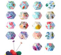 Mabor 18Pcs Knitting Needle Stoppers, Knitting Needle Point Protectors, Needles Minders, Hexagon Print Stitch Holders Needles Caps for Crochet Accessories and Gadgets