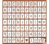 Mabor 2 Inch Letter Stencils for Painting - 66 Pcs Reusable Plastic Alphabet, Number & Symbol Templates with Interlocking Design - Suitable for Wood, Fabric, Glass, Signage & DIY Crafts