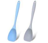 Mabor 2 Pack Large Silicone Spoons for Cooking, Silicone Spatula Non-Stick Slotted and Solid Spoon Set with Seamless Non-Stick Scrapers for Baking Mixing.