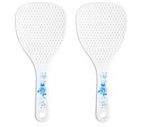 Mabor 2-Pack Rice Spoon Set - White Non-Stick Rice Paddle, 19cm PP Kitchen Utensil with Hanging Hole