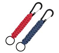 Mabor 2 Pcs Key Chain Hanger Heavy Duty Clips Keychain with Ring Paracord Key Chains Strap Accessories for Backpack Outdoor Men Women(Navy Blue, Red)