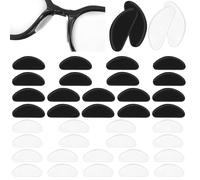Mabor 20 Pairs Anti-Slip Nose Pads for Glasses - Silicone D-Shaped Adhesive Stick-On Eyeglass Nose Grips, Ultra-Thin Comfort Fit for Optical & Sunglasses, Black & Clear