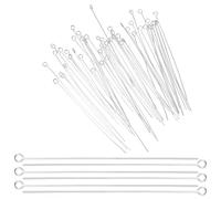 Mabor 200Pcs Eyepins for Jewelry Making 70mm/2.76In, Silver Stainless Steel Open Eye Pins, Head Pins Flat Eye Pin for Jewelry Making DIY Craft Earring Bracelet Necklace Pendant Supplies