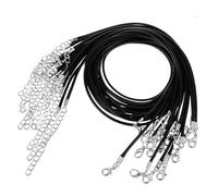 Mabor 20Pcs Black Necklace Cord, Leather Necklace Cord with Clasp Waxed Rope Necklaces for Pendants, Leather String for Jewelry Making Supplies