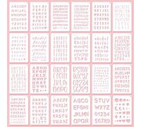 Mabor 24 Pcs Reusable Alphabet Number Stencils 4 x 7 Inch PET Plastic Letter Templates for Journaling, Card Making, DIY Craft Decorations