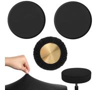 Mabor 2Pcs Bar Stool Covers Round, Black High Elastic Soft Bar Stool Cushion Covers Circle Washable Slipcovers Fit for Dia 11-19 inches Round Chair Cover for Home Hotel Market